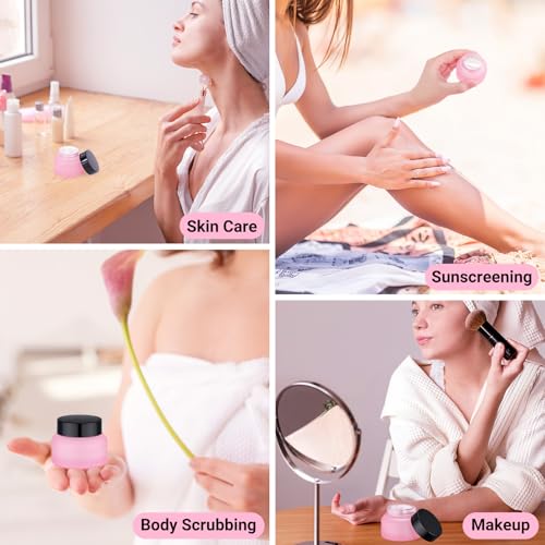 Segbeauty 1oz Frosted Glass Jar with Lid - Refillable Travel Containers (4pcs)