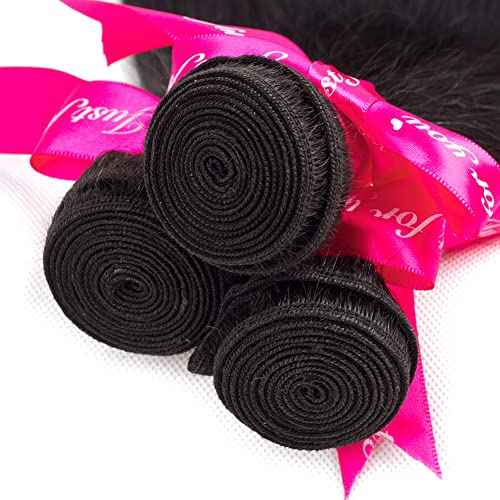 Subella Brazilian Straight Hair 3 Bundles Grade 10A Virgin Unprocessed Brazilian Straight Human Hair Weave Bundles Natural Black Color (14 16 16inch)