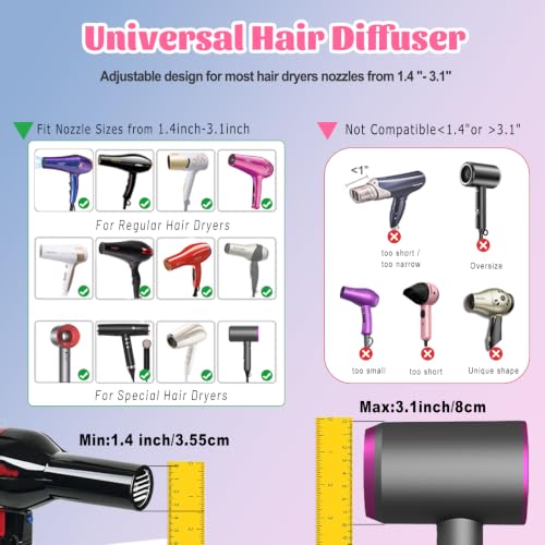Universal Hair Diffuser for 1.4"-3.1" Blow Dryers | Curly Hair