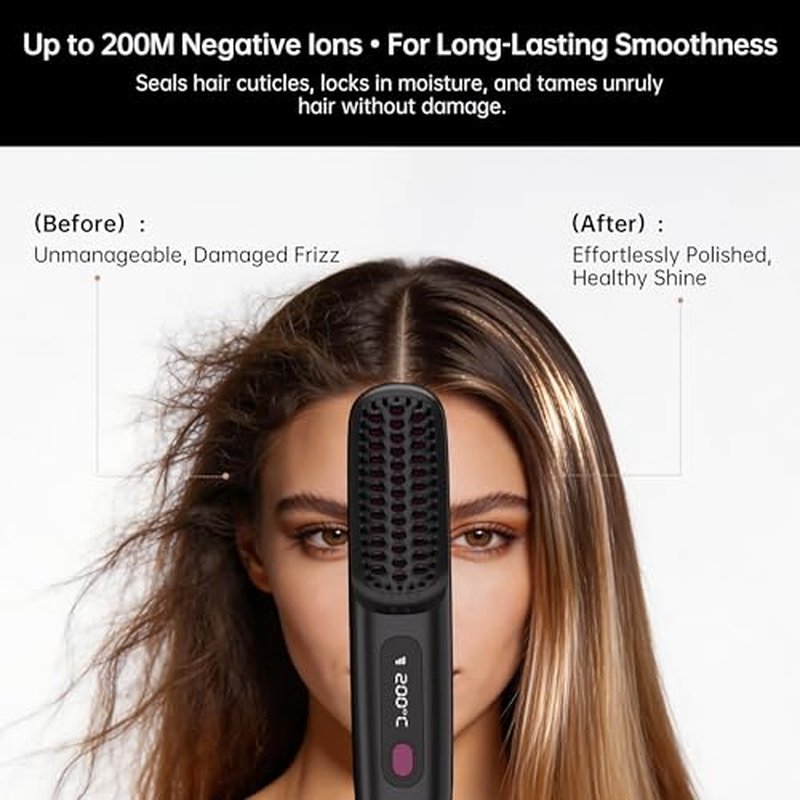 GERY Go Brush Pro Cordless Hair Straightener Comb with LCD Display