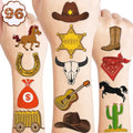 96 Pcs Western Cowboy Temporary Tattoos for Kids