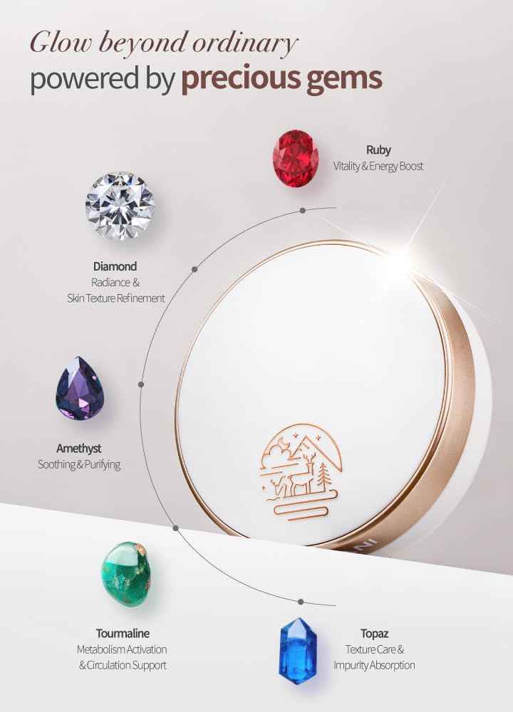 Beaudiani Mesh Glow Cushion Foundation Dewy Korean Cushion with Gemstone Complex & Skincare Benefits (12g) (#1 Natural Cover Daily (#21))
