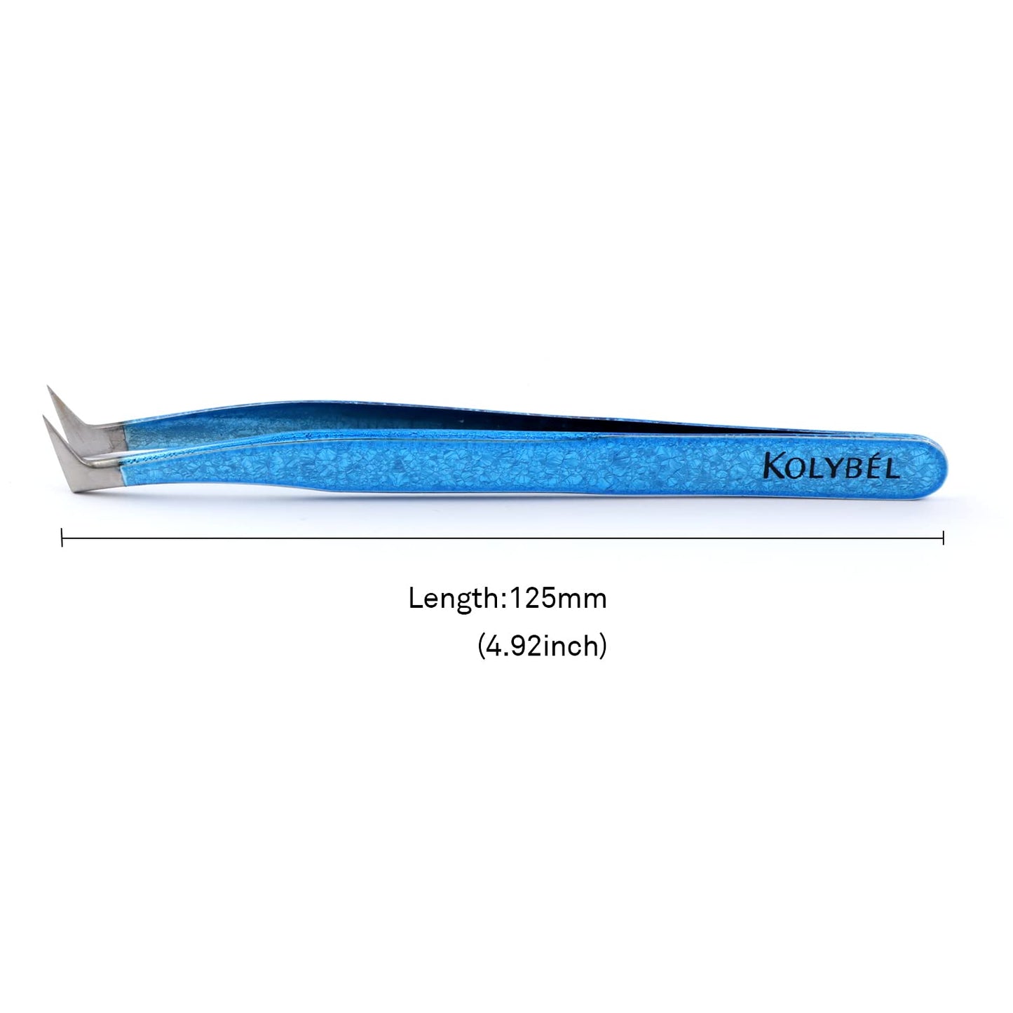 Kolybel Eyelash Extension Tweezers Professional Stainless Steel Lash Tweezers for Mega Volume and Mink Eyelashes Extensions Applying（Blue-K02)