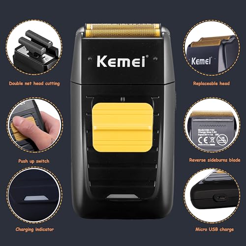 KEMEI Professional Hair Clipper Trimmer Shaver Set with Guide Combs