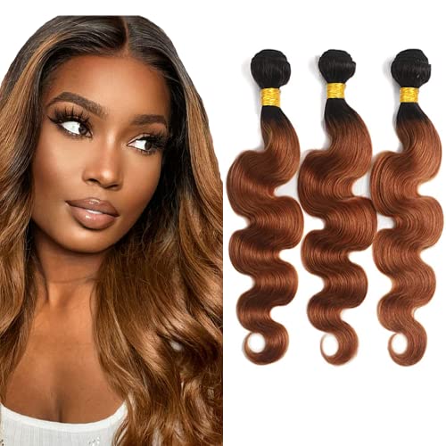1B30 Ombre Body Wave Human Hair Bundles - 3 Pack, 8-12 Inch