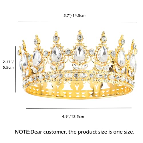 Gold Rhinestone Crown Tiara for Women - Royal Princess Wedding Accessory