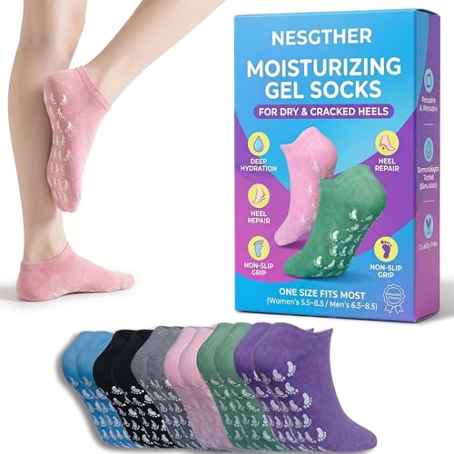 Nesgther Overnight Moisturizing Gel Socks for Dry Cracked Heels - 3 Pack