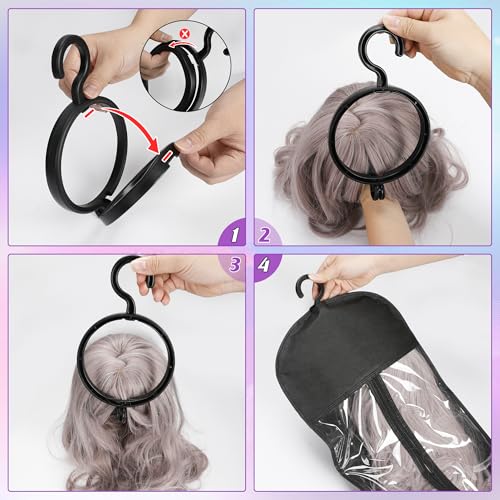 KOLLIEE 2 Pcs Wig Storage Bags with Hanger - Dust-Proof & Portable