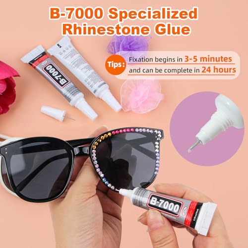 EGKamh 50,000PCS 28-Color 3mm Jelly Multicolored Rhinestones Bedazzling Kit with Glue & Tools