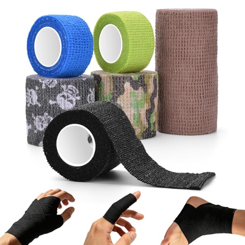 6pc Self-Adhesive Cohesive Bandage Wrap Set - Tattoo Grip & Athletic Tape