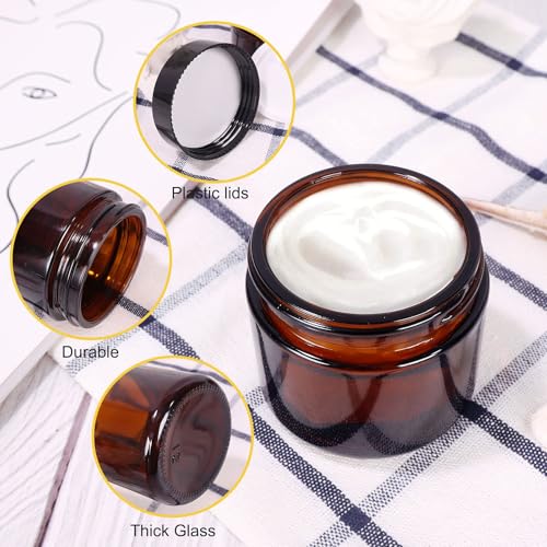 2 oz Amber Glass Jars 15 Pack - Refillable Cosmetic Containers