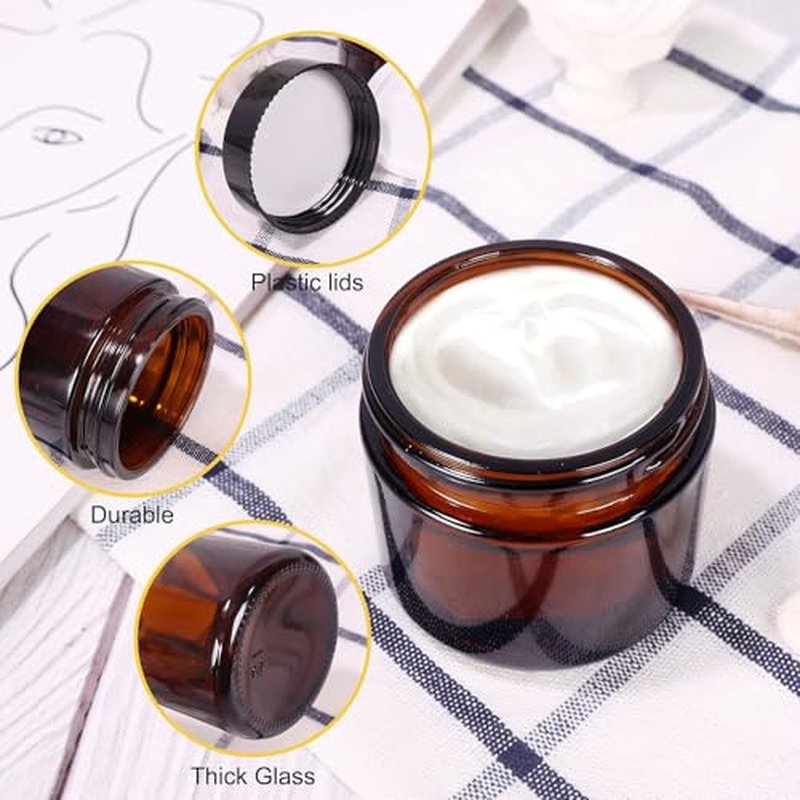2 oz Amber Glass Jars 15 Pack - Refillable Cosmetic Containers