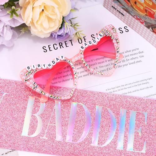 KICOSY Birthday Baddie Sash & Sunglasses Party Outfit