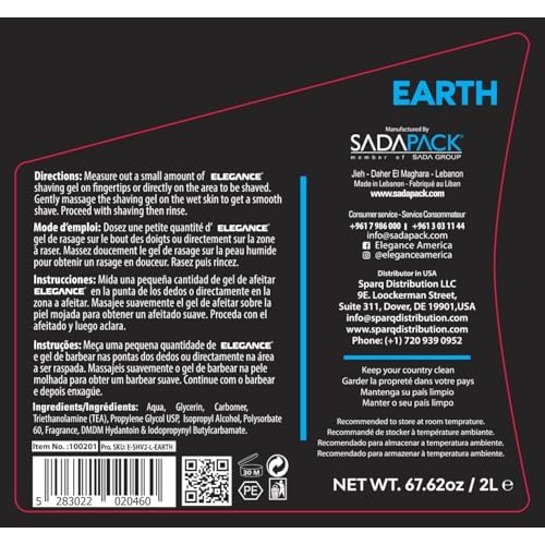 E Elegance Barber Accessories - Transparent Shaving Gel For Men Or Women, Aquatic/Acive Earth Fragrance - The Ultimate Shaving Solution For A Smooth, Irritation-Free Experience, 4.2 Pounds