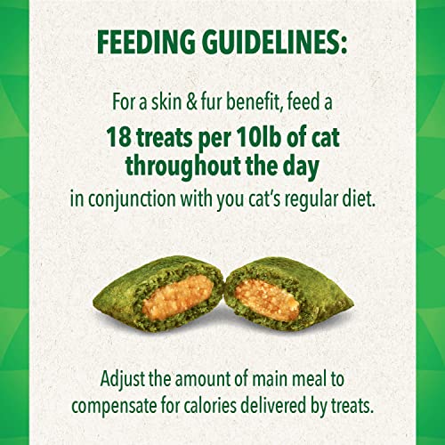 FELINE GREENIES SMARTBITES Skin & Fur Health Crunchy and Soft Textured Adult Natural Cat Treats, Chicken Flavor, 16 oz. Tub