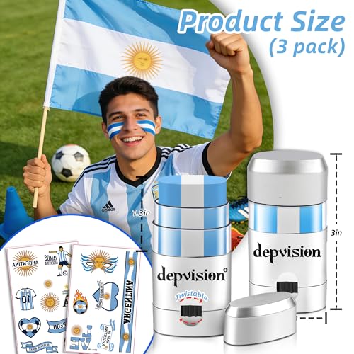3-Pack Face Paint Sticks for Sports Fans - Washable & Hypoallergenic