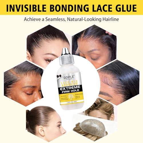 Goiple Waterproof Clear Lace Wig Adhesive with White Lace - Strong Hold 1.28 fl oz