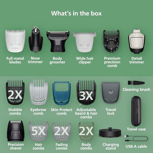 Philips Norelco All-in-One 9000 Series 28-in-1 Trimmer MG9585/49 Steel Best for Face Hair Body