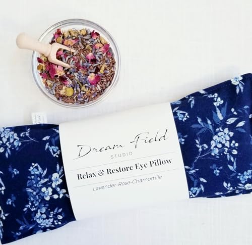 Lavender Eye Pillow with Flaxseed Fill | Organic Chamomile Rose