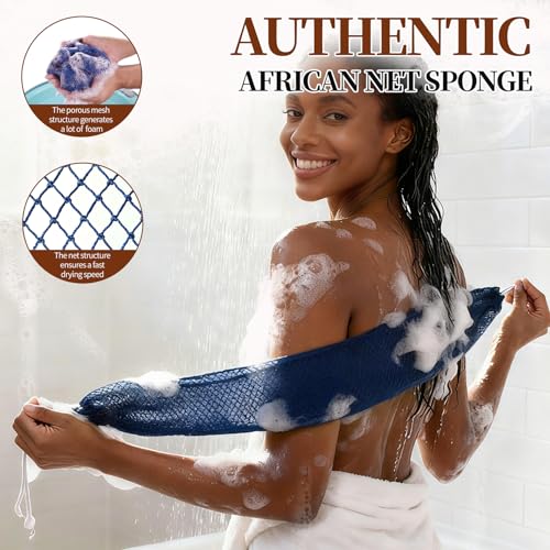 African Net Sponge 5-piece exfoliating Scrub is Suitable for All Skin Types,Bath Sponge for The face and Body, Durable and Gently Exfoliation