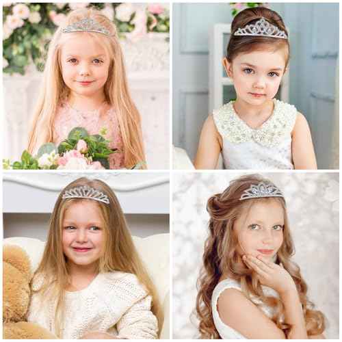 8 Pieces Silver Metal Birthday Party Prom Bridal Wedding Dazzling Rhinestone Princess Crown Headbands Tiaras Headpieces Hair Accessories for Women Girls Brides Bridesmaids