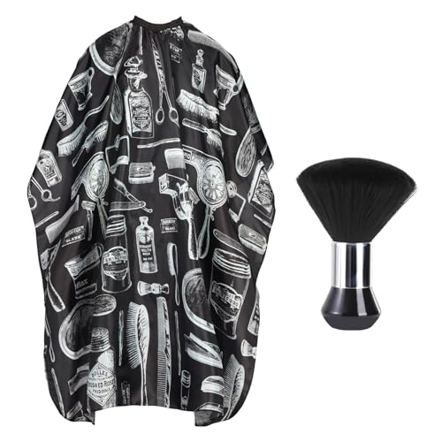 Professional Hair Cutting Cape with Neck Duster Brush - Large Size