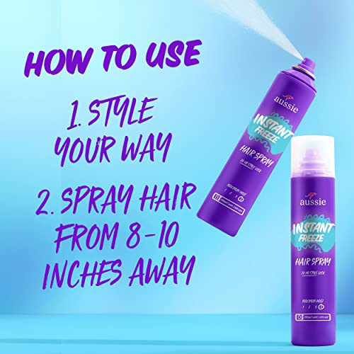 Aussie Instant Freeze Hair Spray 24-Hour Hold, 10 oz, 3 Pack