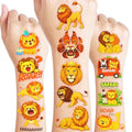 96 Lion Temporary Tattoos for Kids | Jungle Animal Party Favors