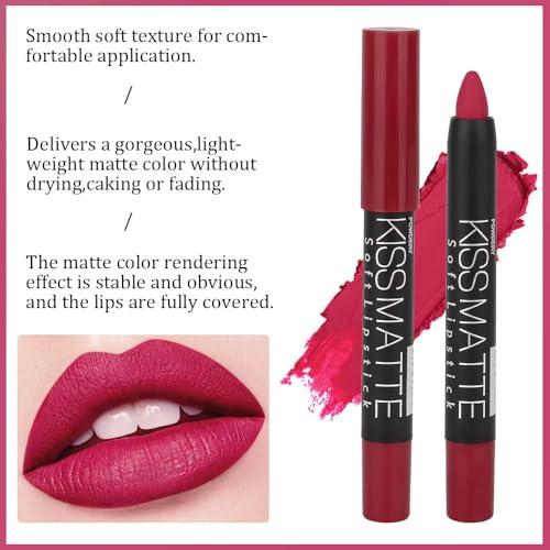 evpct 3-Piece Velvet Matte Lipstick Set - Plum Purple & Wine Red