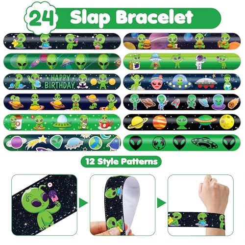 Alien Party Favors Set 72 PCS - 48 Tattoos & 24 Slap Bracelets