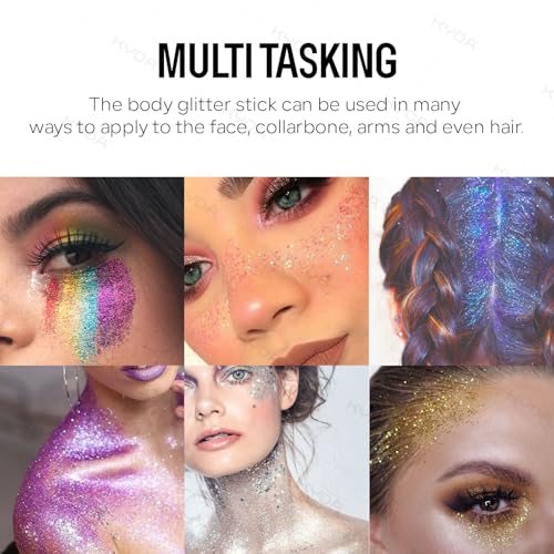 KYDA Chunky Glitter Stick - Face & Body Makeup, Red & Blue