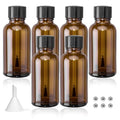 6PCS Large Empty Nail Polish Bottles with Brush, Brown Refillable Glass Varnish Cuticle Oil Bottles Travel Containers with Funnel & Mixing Balls for DIY Nail Art Cuticle Oils (30ML)