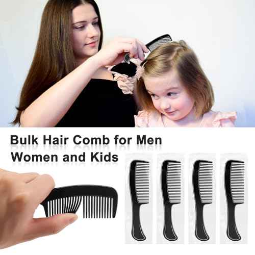 HOFASON 100 Pcs Bulk Hair Combs Individually Wrapped for Women, Kids, Men Beard, Professional Wide Tooth Comb for Hair Styling, Travel, Homeless, Hotel, Shelter, Nursing Home and Church (Black)