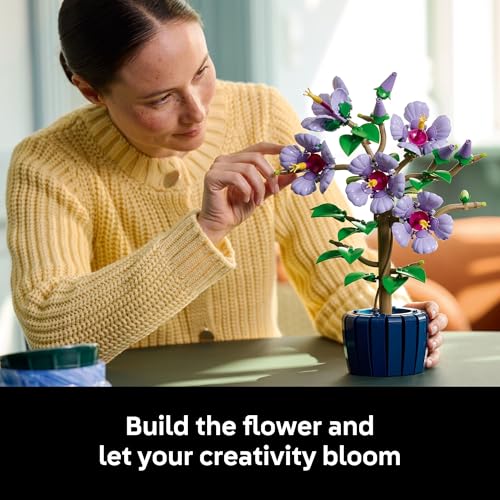 LEGO Botanicals Hibiscus Flower Building Set - Artificial Tropical Plant for Home & Office Decor, Ages 18+