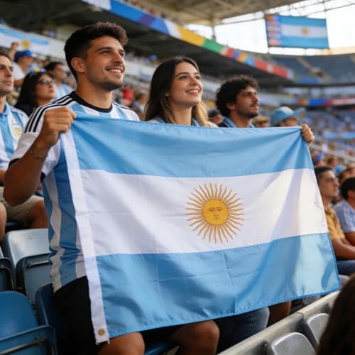 Argentina Flag 3x5 Ft Polyester with Brass Grommets (Veliffco) - 1 Pc