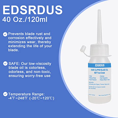 EDSRDUS 1OZ(30ml) Premium Hair Clipper Oil for Electric Shaver, Hair Clipper Blade, Clippers, Trimmers, Rust & Abrasion Resistant Clipper Blade Oil with Dispensing Needle