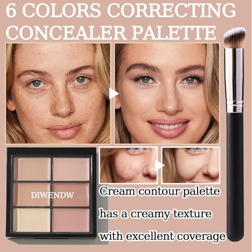 6-Color Correcting Concealer Palette with Brush