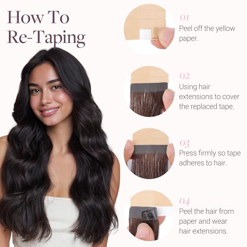GOO GOO Tape in Hair Extensions Remy Human Hair, 20 Piece