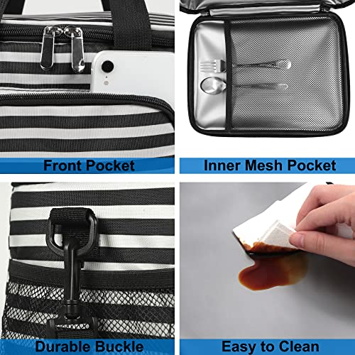 Femuar Lunch Bags for Women/Men, Insulated Lunch Bag for Work Office Picnic - Lunch Cooler Bag Leakproof Lunch Box with Adjustable Shoulder Strap - Stripe