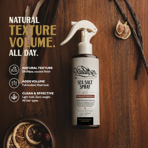DandyMen Sea Salt Spray for Men Tobacco Vanilla 8.45 fl oz – Texturizing, Matte Finish