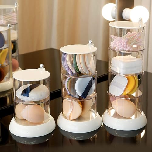 JessLab 3 Layer Clear Jewelry Organizer, 360¡Æ Rotatable Acrylic Hair Accessory Organizer, Hair Clip and Tie, Earring Holder Storage for Bathroom Vanity Countertop