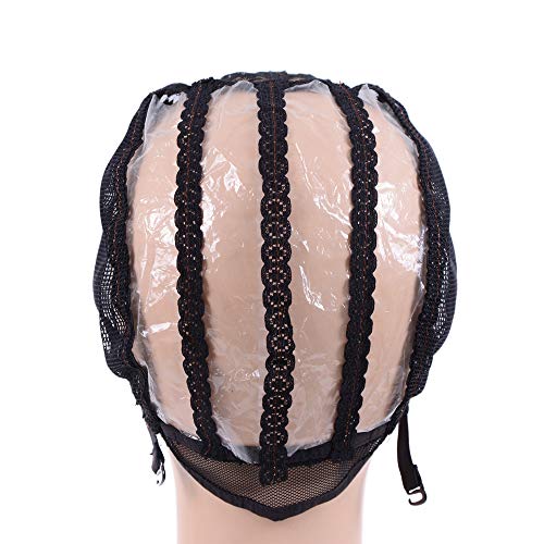 2 pcs/lot Wig Caps for Making Wigs with Elastic Band on the Back Easy Weaving Ventilated Wig Caps with Plastic (Black M 22 inch)