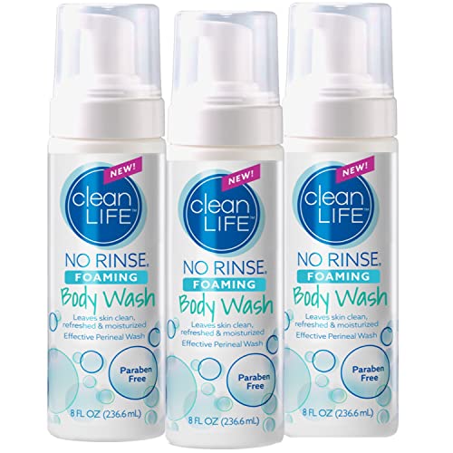 No-Rinse Foaming Body Wash - Waterless Foam Cleanser for Elderly, Adults, Kids, Infants & Caregiver - Rinse-Free for Sensitive Skin - Travel Size- Refreshed & Moisturized Skin - 8 fl oz (Pack of 3)