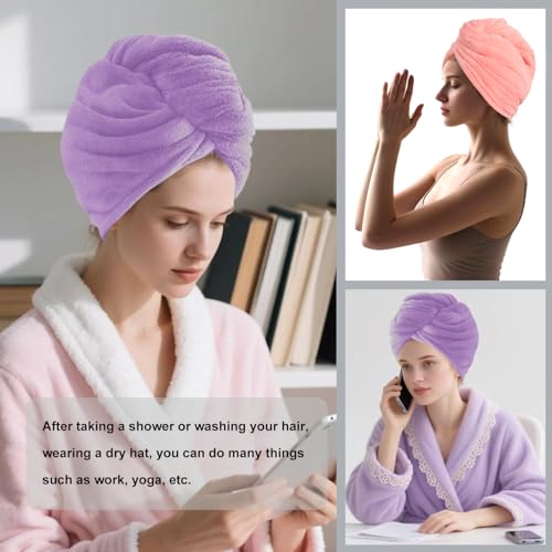 Pink Microfiber Hair Drying Towel Wrap - Soft, Absorbent Turban for Wet Hair, AGKXHDEC