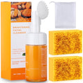 Kojic Acid Soap Set, Lemon Turmeric Kojic Acid Soap Bar & Tuemeric Facial Cleansing Mousse, Deep Cleansing for All Skin Types