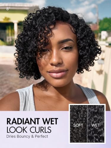 LUVME 8 Inch Curly Pixie Wig Black Short Glueless Human Hair