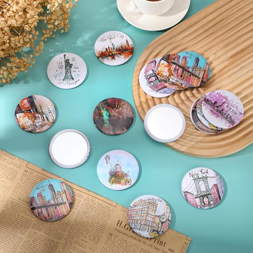 18 Set New York Souvenirs Gifts Bulk City Cosmetic Bag Nyc Makeup Mirrors Souvenirs from USA Women New York Makeup Bag Birthday Party Favors Trip Journey Gifts for Friend Sisters