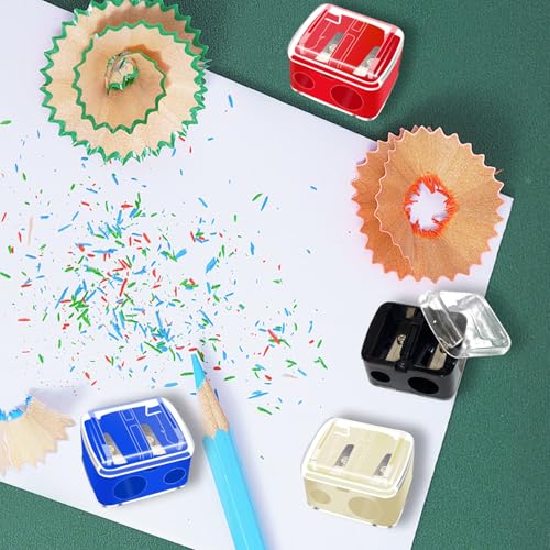 Plastic Makeup Pencil Sharpener Set - Dual Hole Portable Cosmetic Tool - 4 Colors