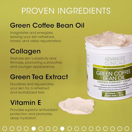 Advanced Clinicals Thermo Firming Green Coffee Bean Moisturizer Body Cream | Anti Cellulite Caffeine Firming Lotion For Legs, Arms, & Body | Skin Care Products | Aging Skin Tightening Cream, 2-Pack