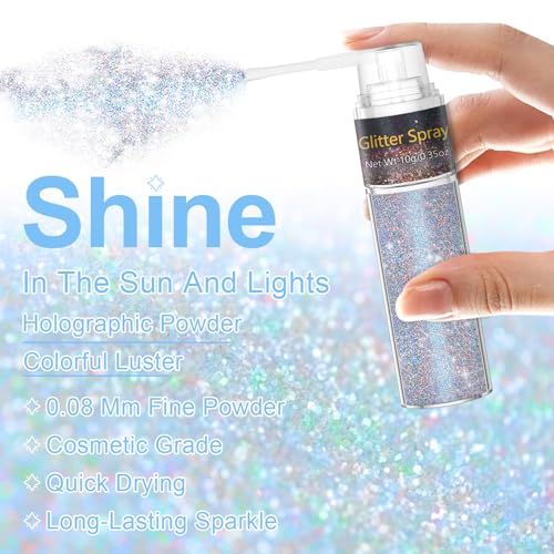 Rainbow Glitter Spray for Hair, Body & Face - Festival Sparkle